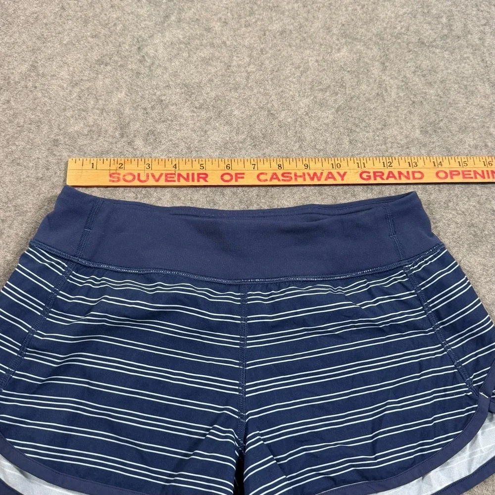 Ivivva by Lululemon Girls Navy Blue Striped Activewear Shorts Youth Size 14‎